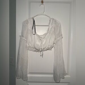 White Ruffled Women's Top